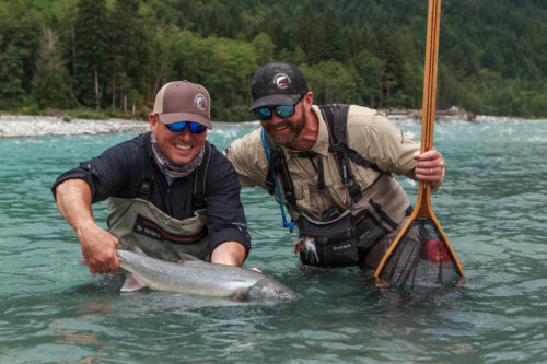 Large sea run bull trout about to be released