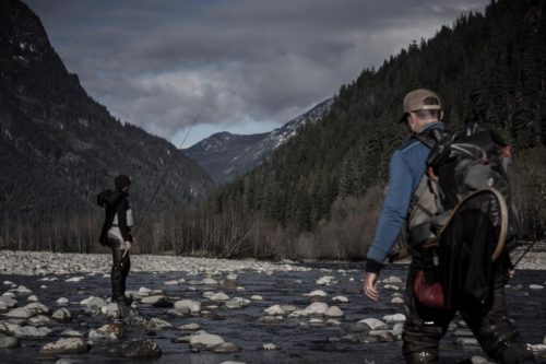 Anglers walking on the Squamish River